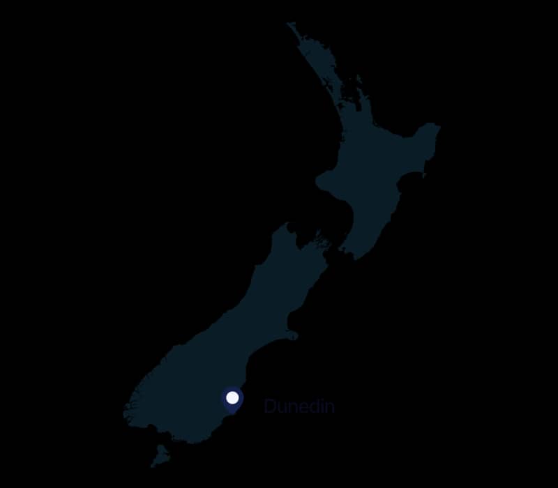 Map of Dunedin location in New Zealand