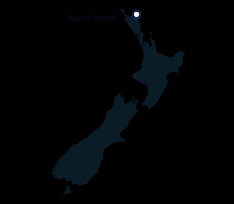Map of Bay of Islands location in New Zealand