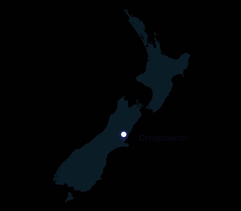 Map of Christchurch location in New Zealand