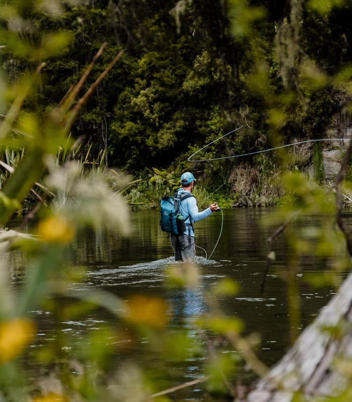 Fly fishing in river in Taupo