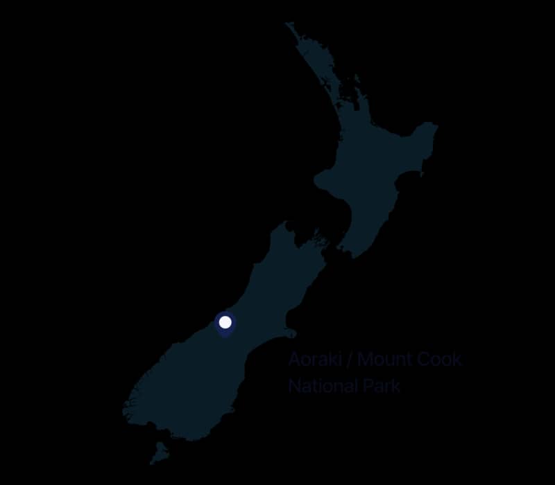 Aoraki / Mount Cook National Park map.